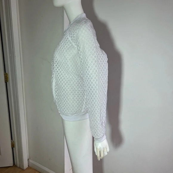 See Description!!! Beyoncé Ivy Park Hexagon Mesh White Bomber Jacket Size S - Picture 10 of 12